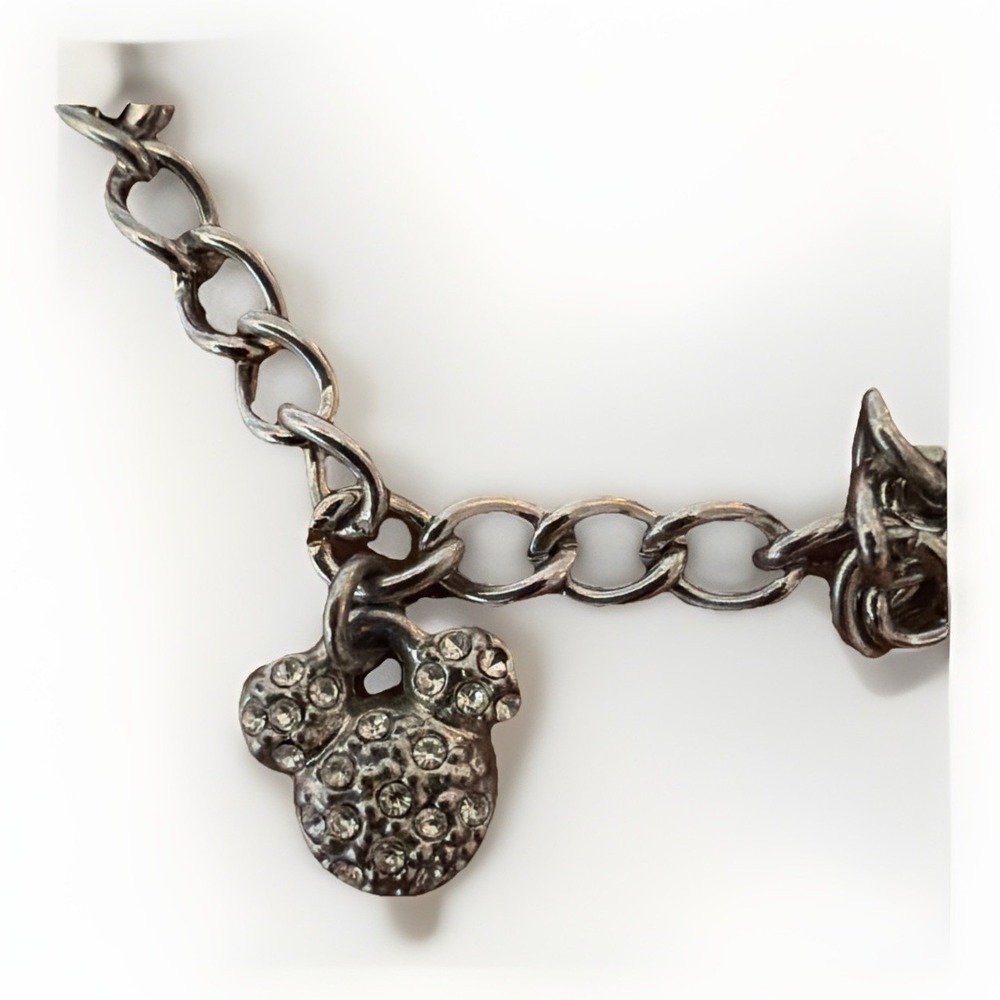 Disney‎ Mickey Mouse Icon Ears Crystal Rhinestone Silver Charm Enamel Clasp